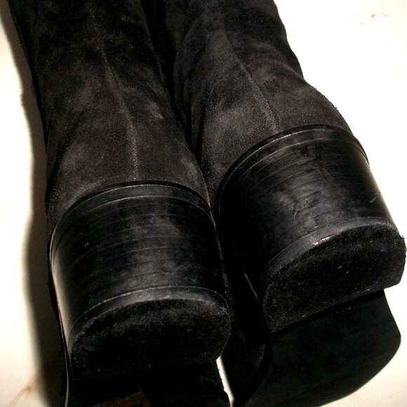 Aquatalia Ricarda Tall Black Suede Weatherproof Low Heel Boots 8.5M MSRP $650EUC - Picture 8 of 10